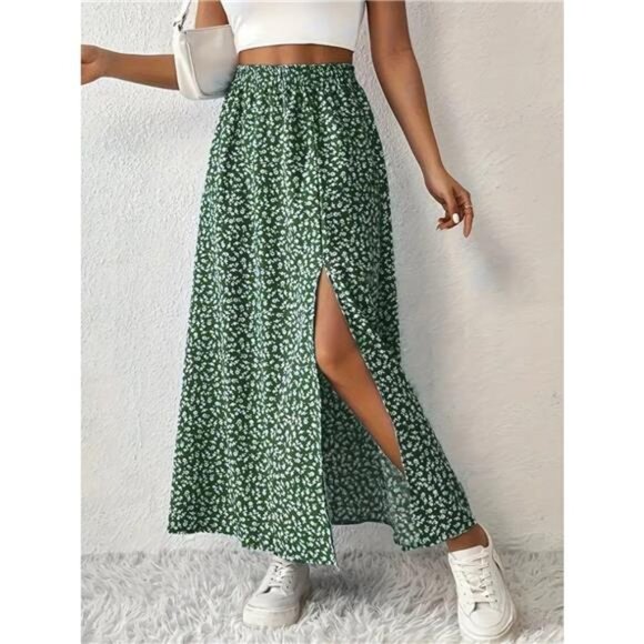 Slit Printed Skirt - Picture 3 of 10